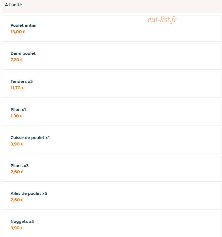 Au comptoir du poulet doré — carte page 5