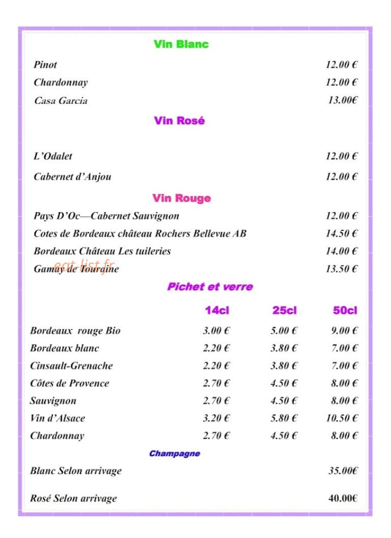 Au fin gourmet — carte page 3