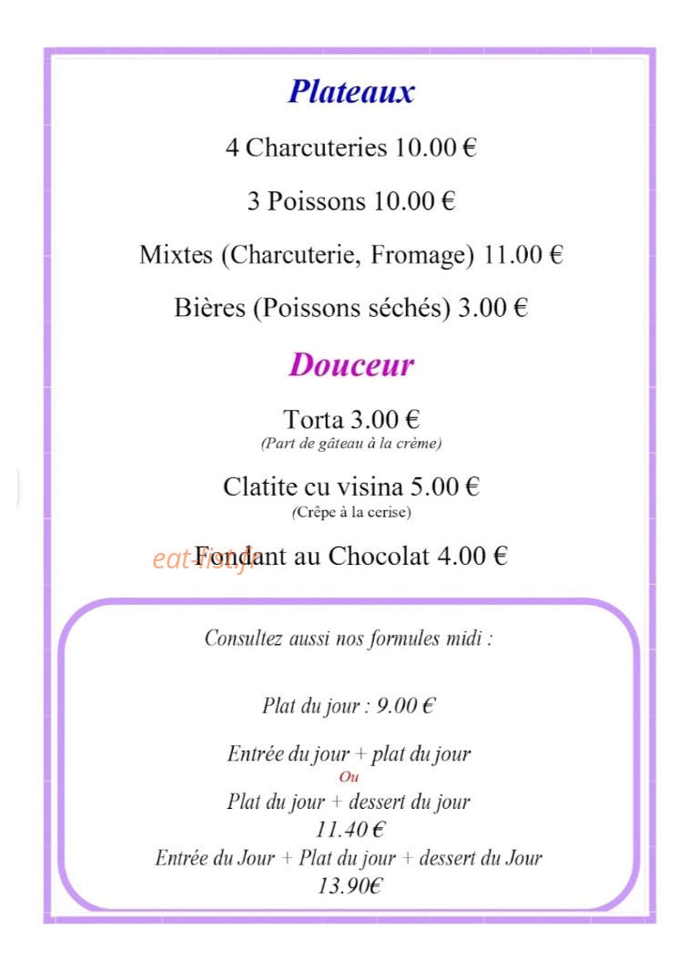 Au fin gourmet — carte page 1