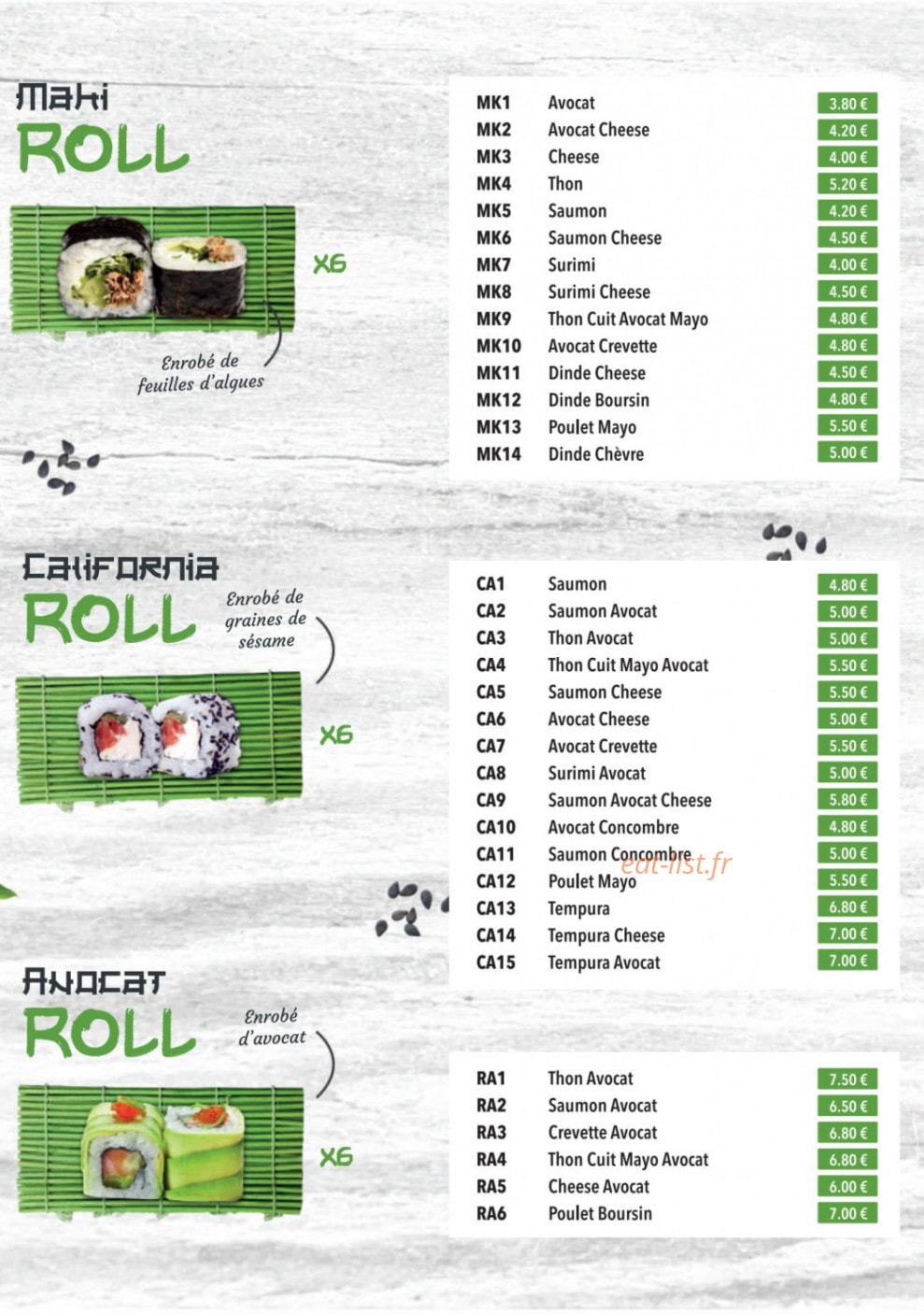 Bamboo Sushi — carte page 6