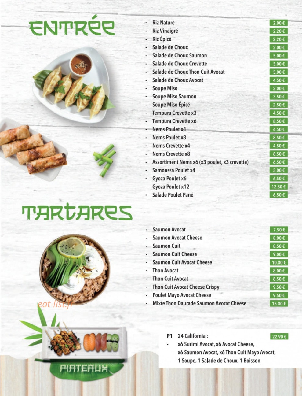 Bamboo Sushi — carte page 2