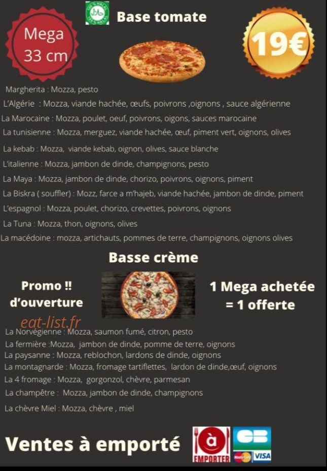 BK dinner — carte page 1