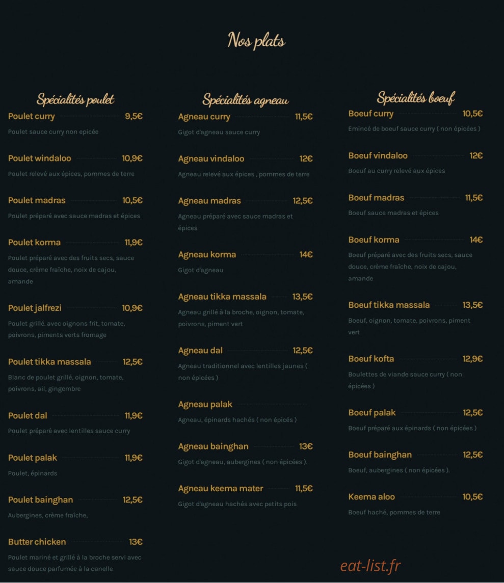 Bollywood Cafe — carte page 4
