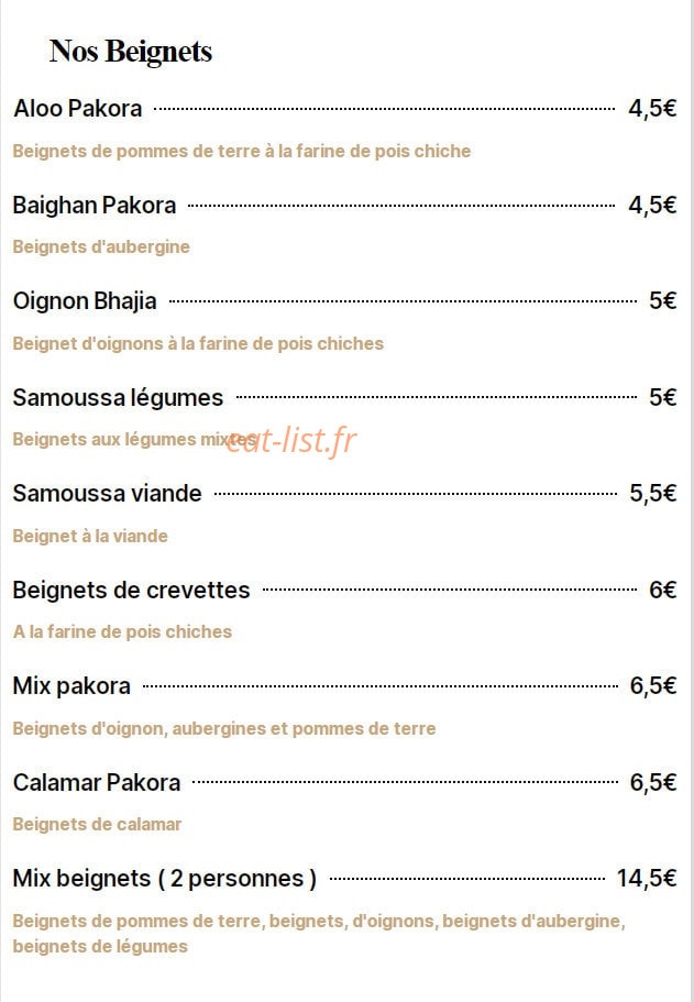 Bollywood Cafe — carte page 2
