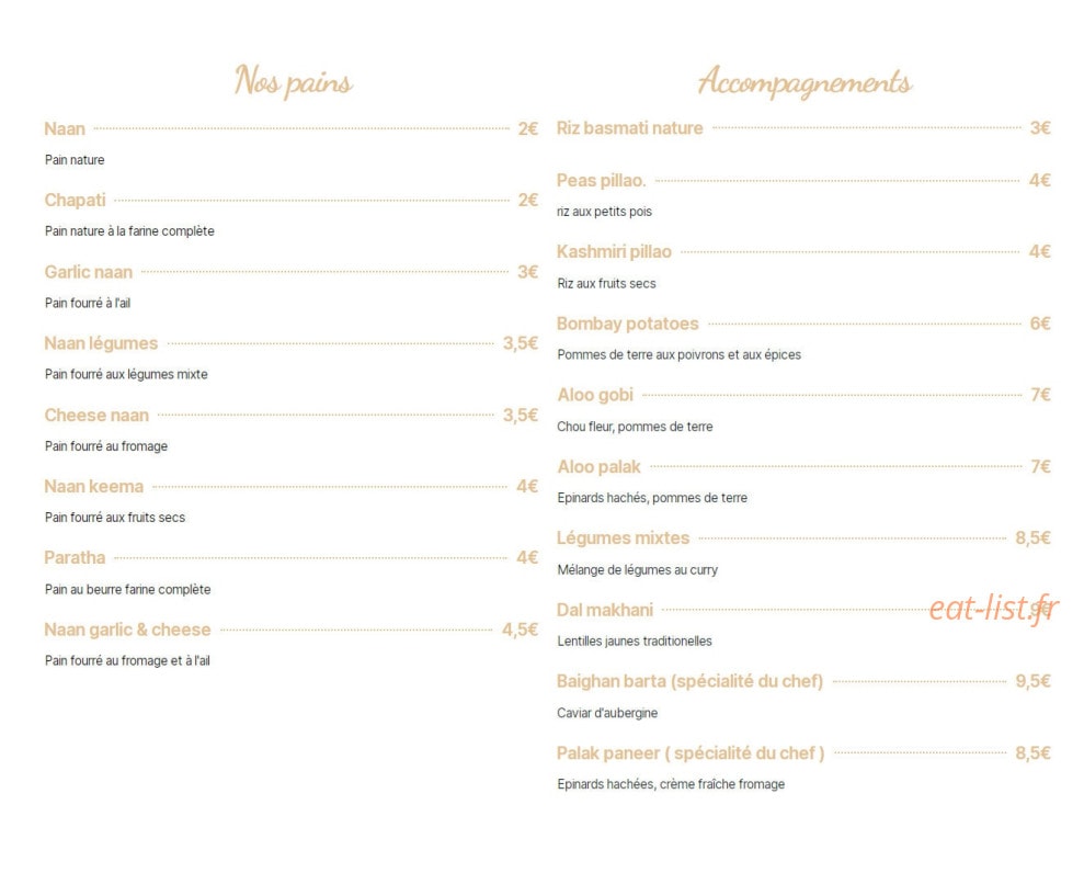 Bollywood Cafe — carte page 7
