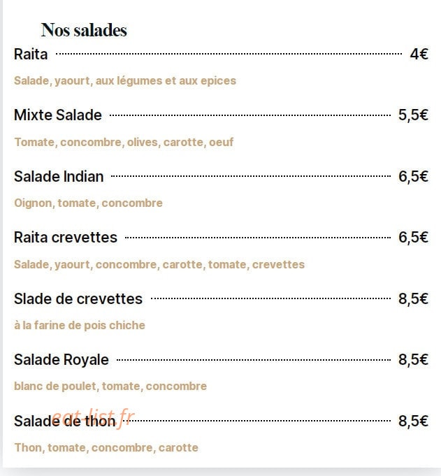 Bollywood Cafe — carte page 3