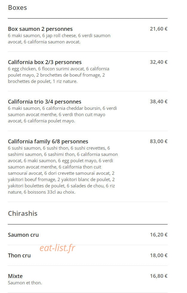 California Sushi — carte page 2