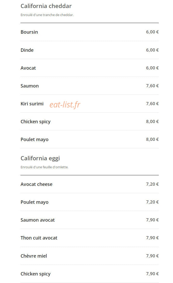 California Sushi — carte page 8