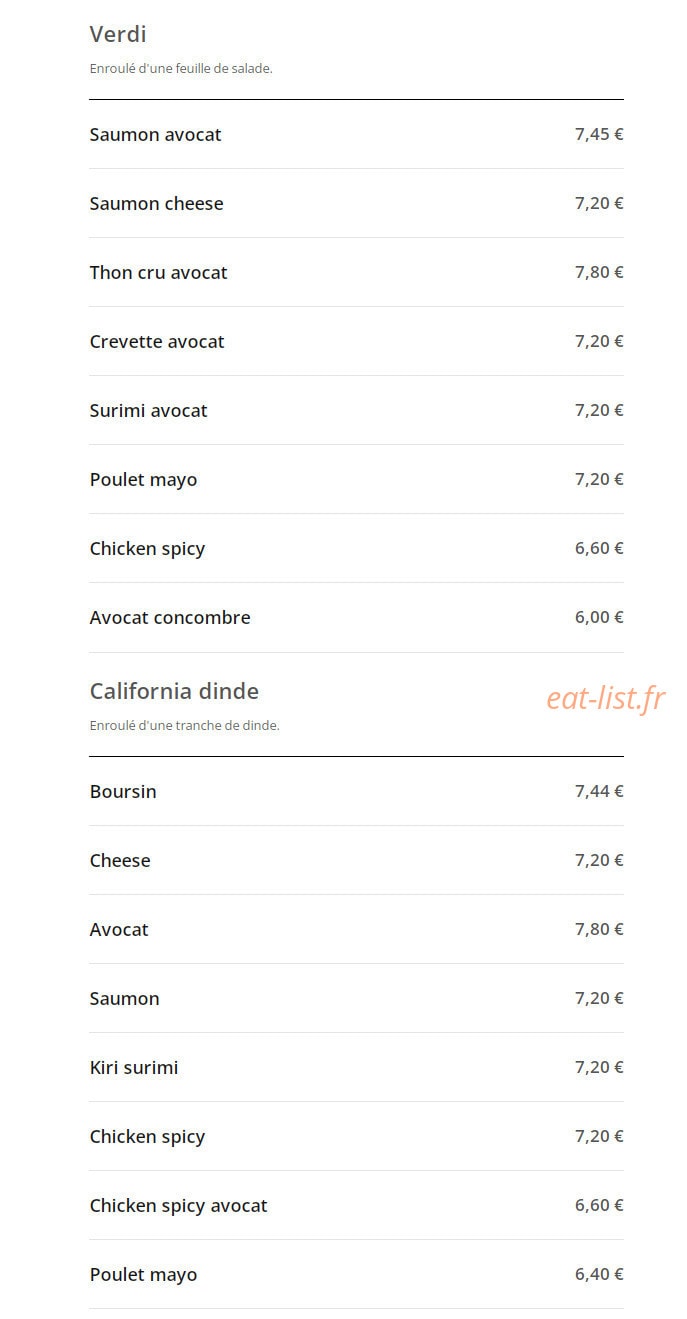 California Sushi — carte page 7