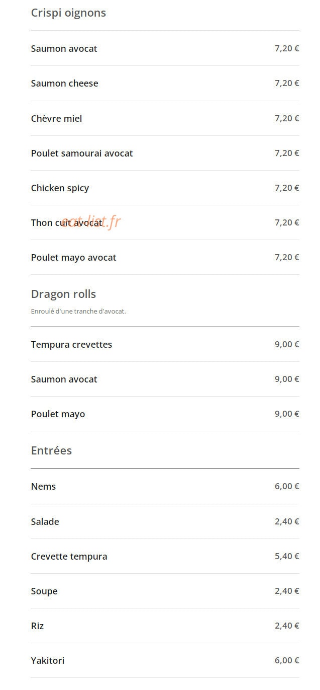 California Sushi — carte page 10