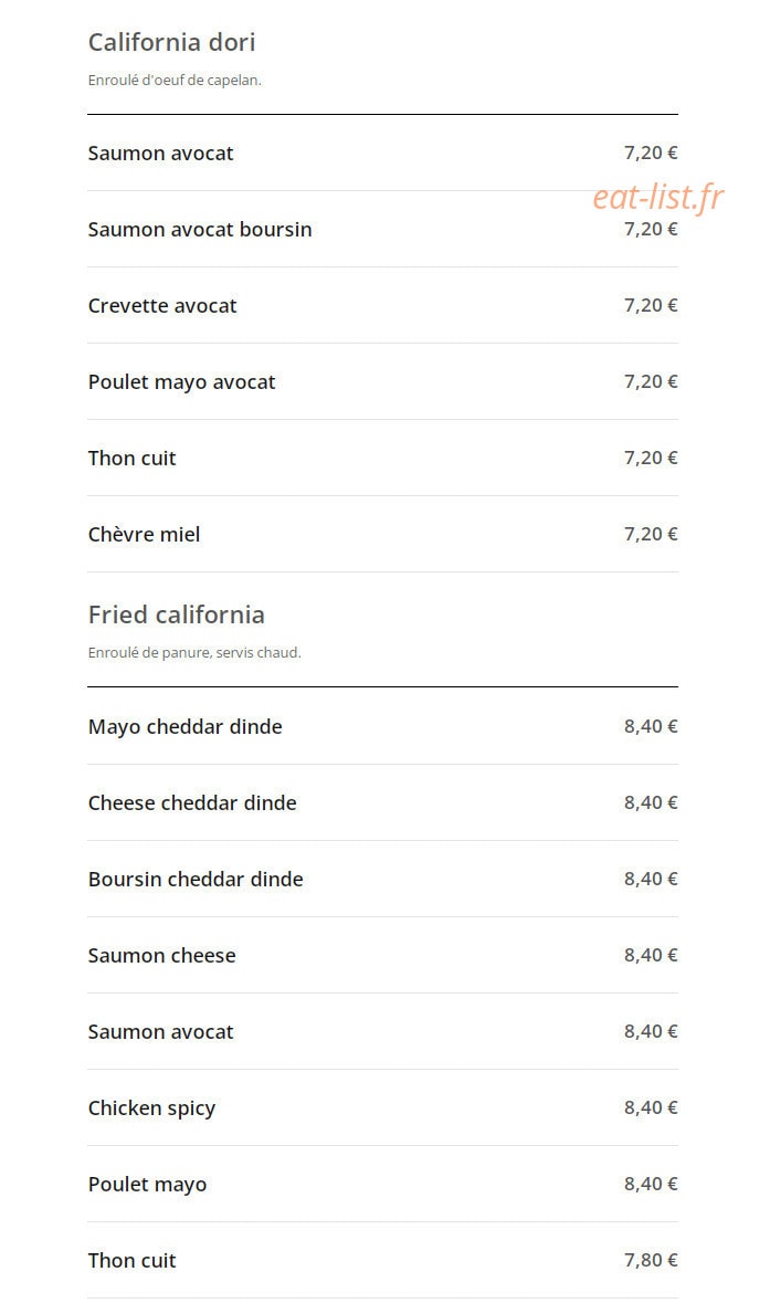 California Sushi — carte page 9