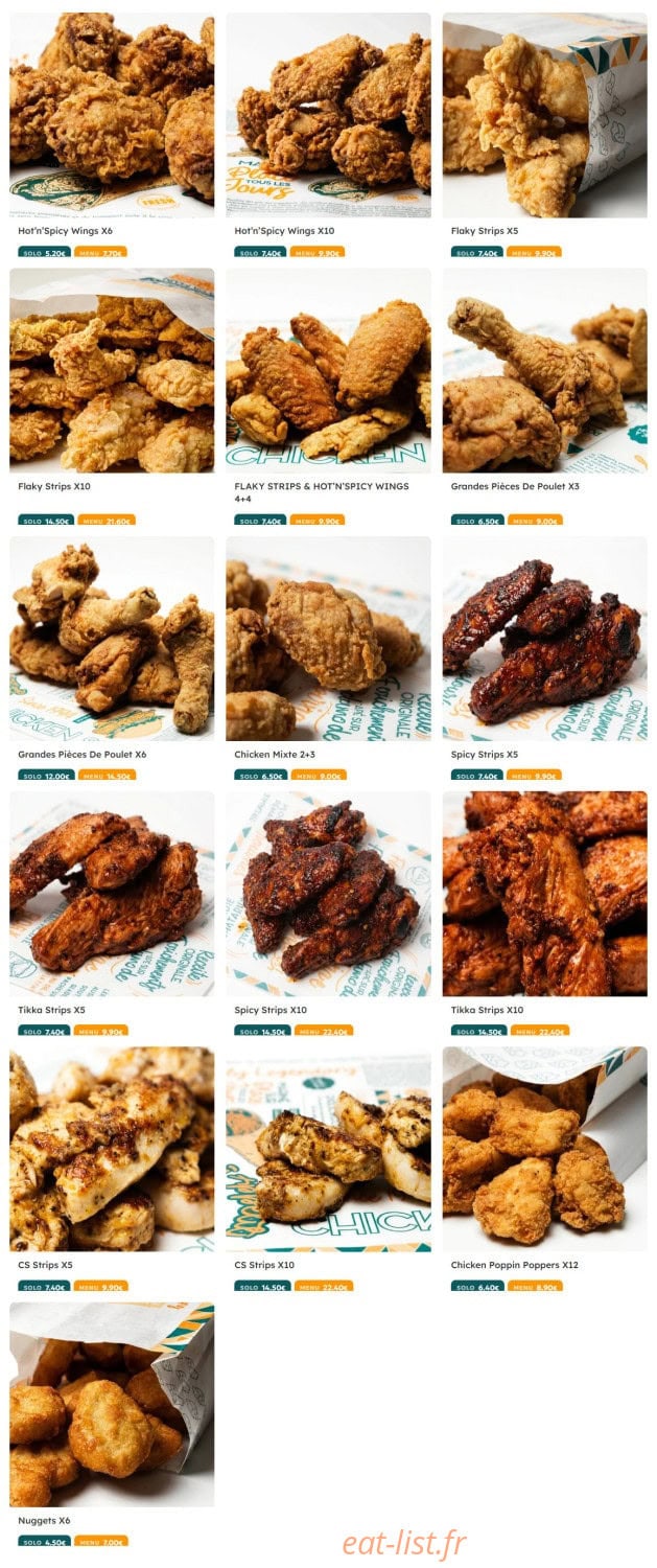 Chicken Spot — carte page 1