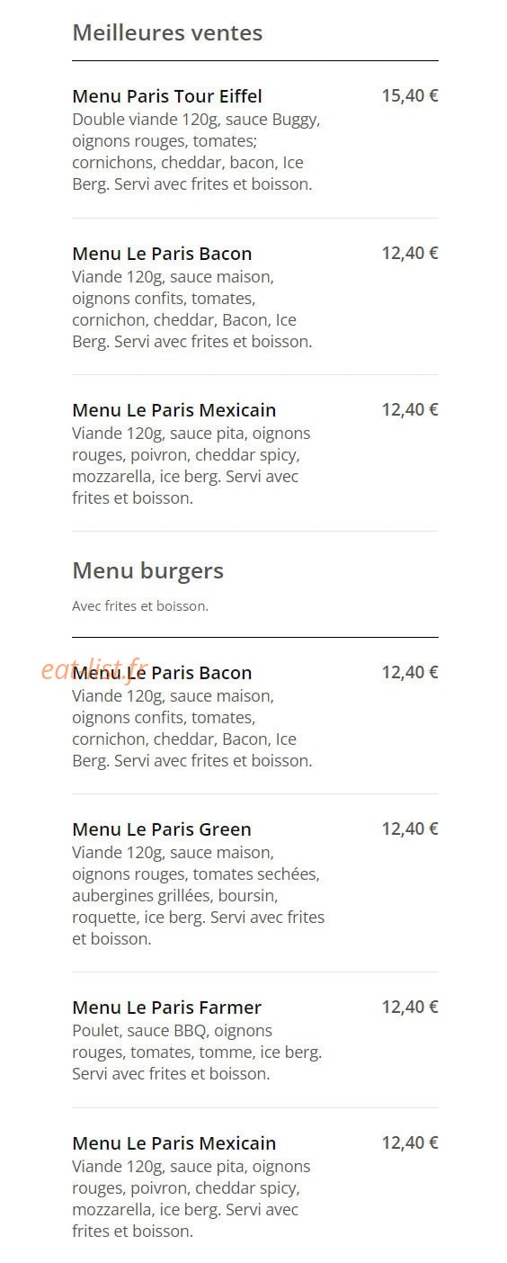 Le New Pari's — carte page 1