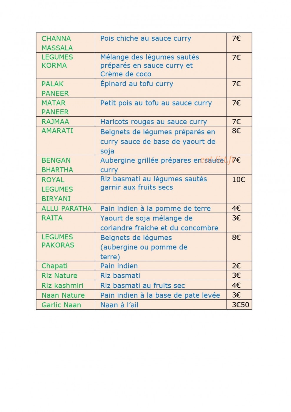 Manger Végétalien — carte page 1