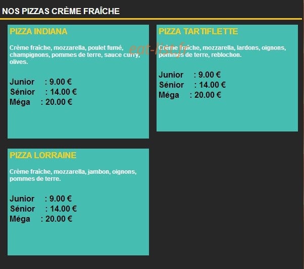 Olivier Pizza — carte page 4