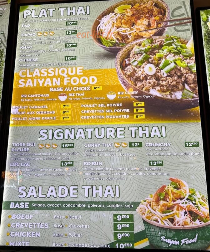 Saiyan Food — carte page 2