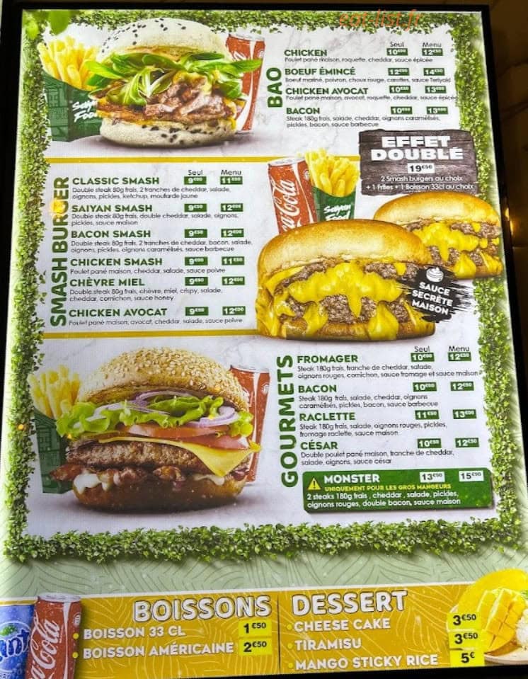 Saiyan Food — carte page 4