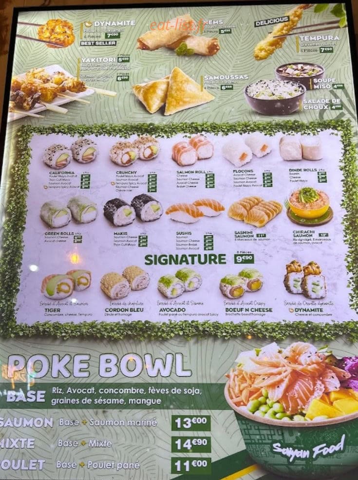 Saiyan Food — carte page 3