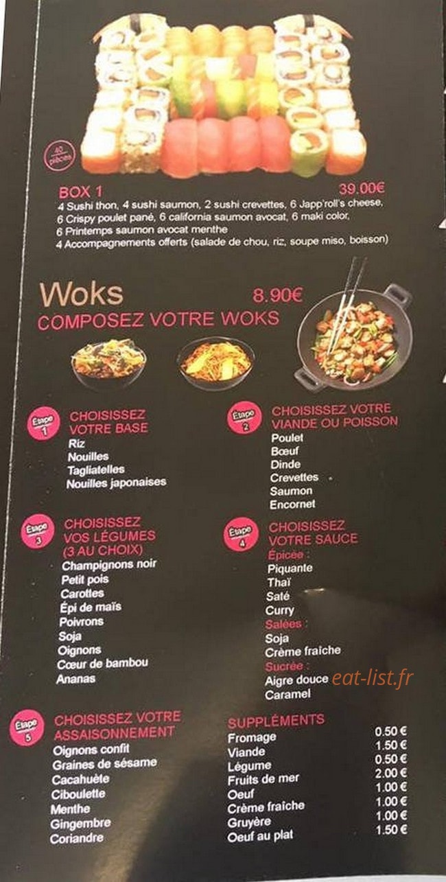 Sushi et Thaï — carte page 5