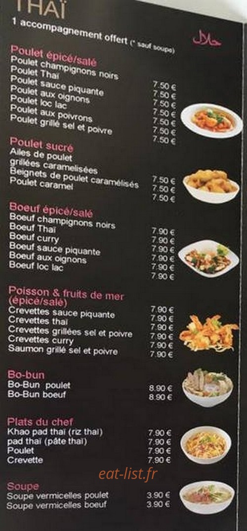 Sushi et Thaï — carte page 2