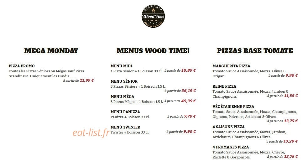 Wood Time — carte page 1