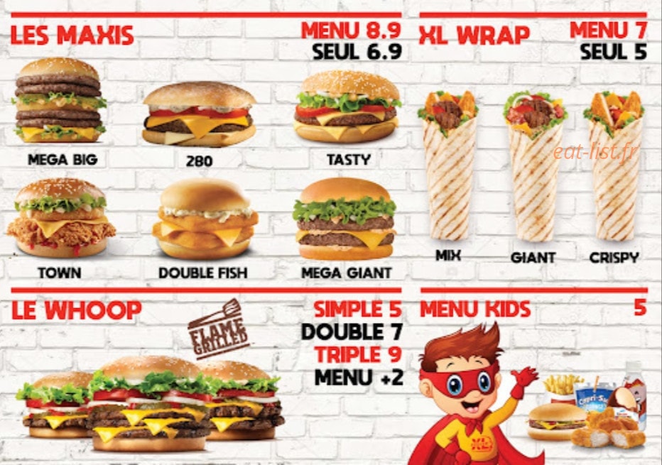 XL Burger — carte page 3