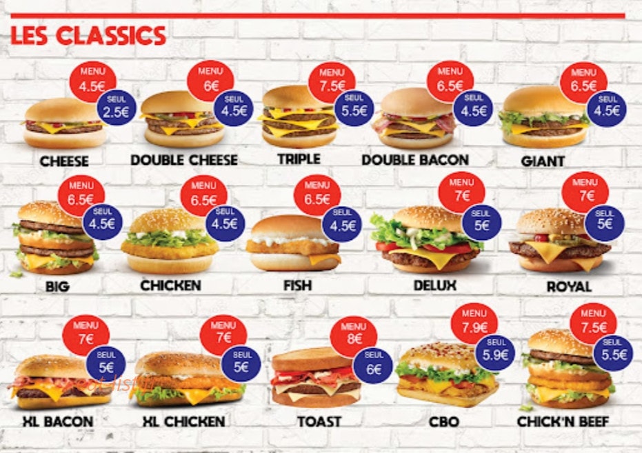 XL Burger — carte page 1