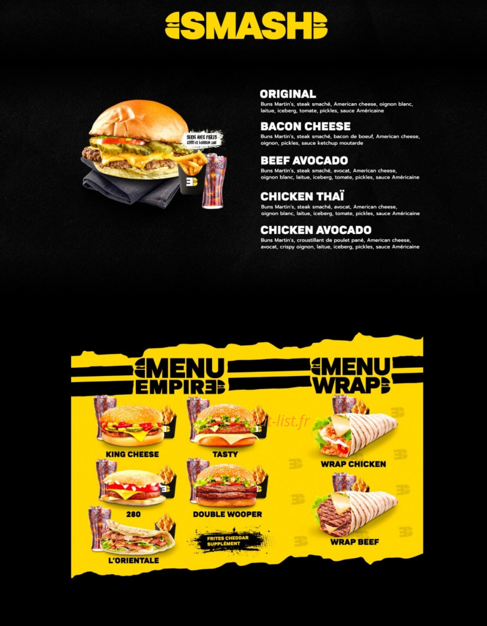 Empire Burger — carte page 1