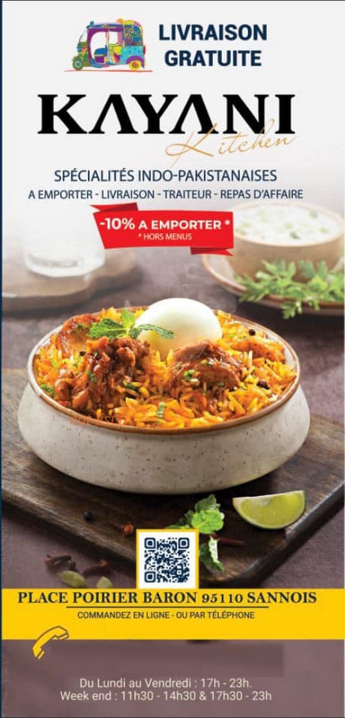 Kayani Kitchen — carte page 1