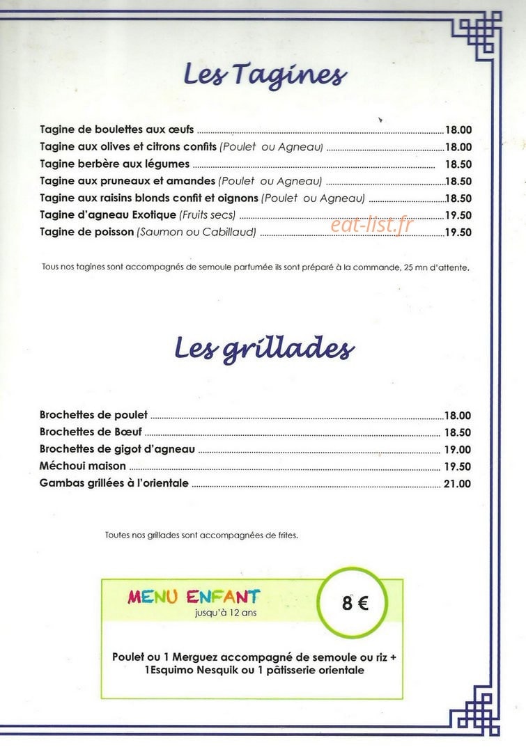 L'Auberge Berbère — carte page 1