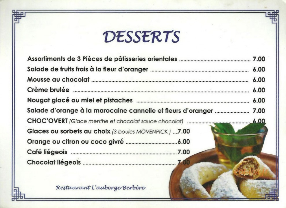 L'Auberge Berbère — carte page 3
