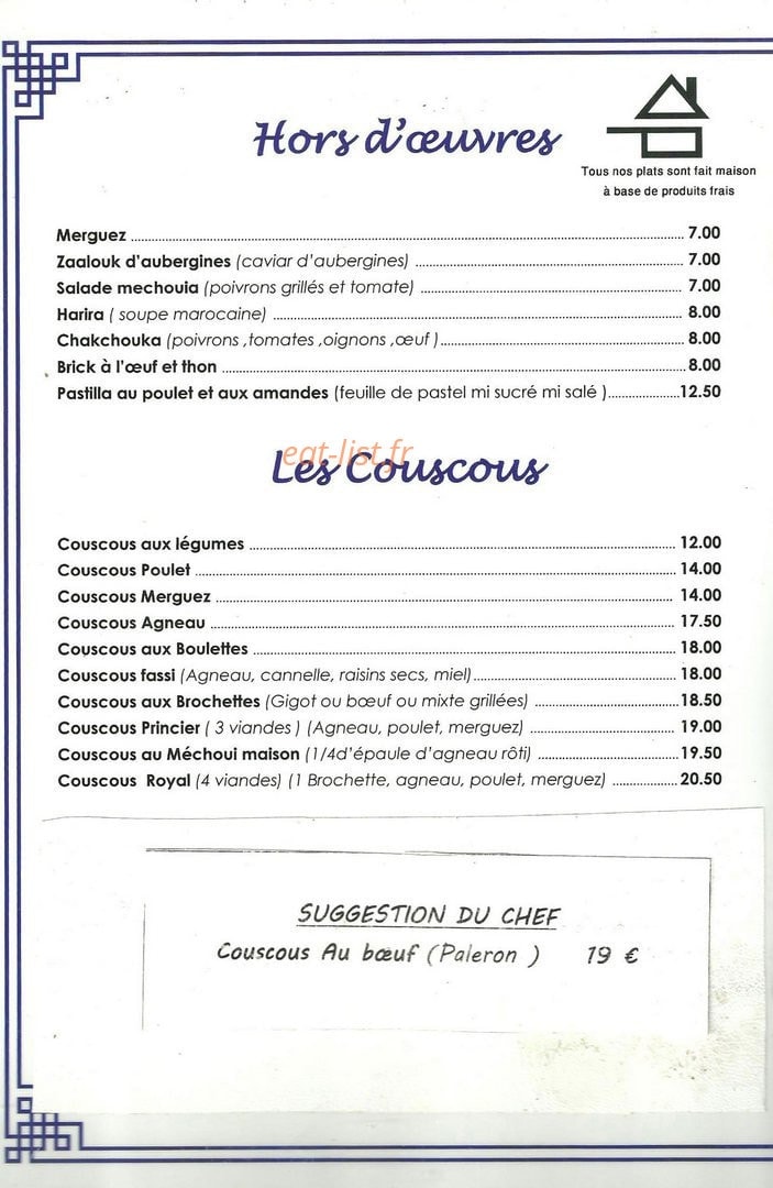 L'Auberge Berbère — carte page 2