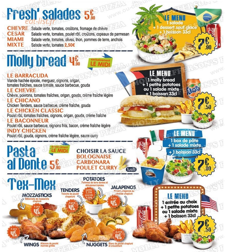 Molly Jefferson's Pizza — carte page 2