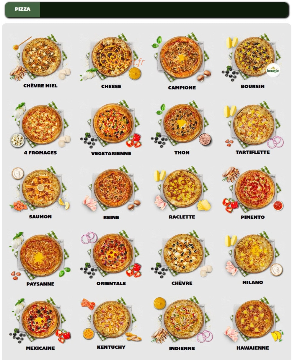 Platane Pizza — carte page 1
