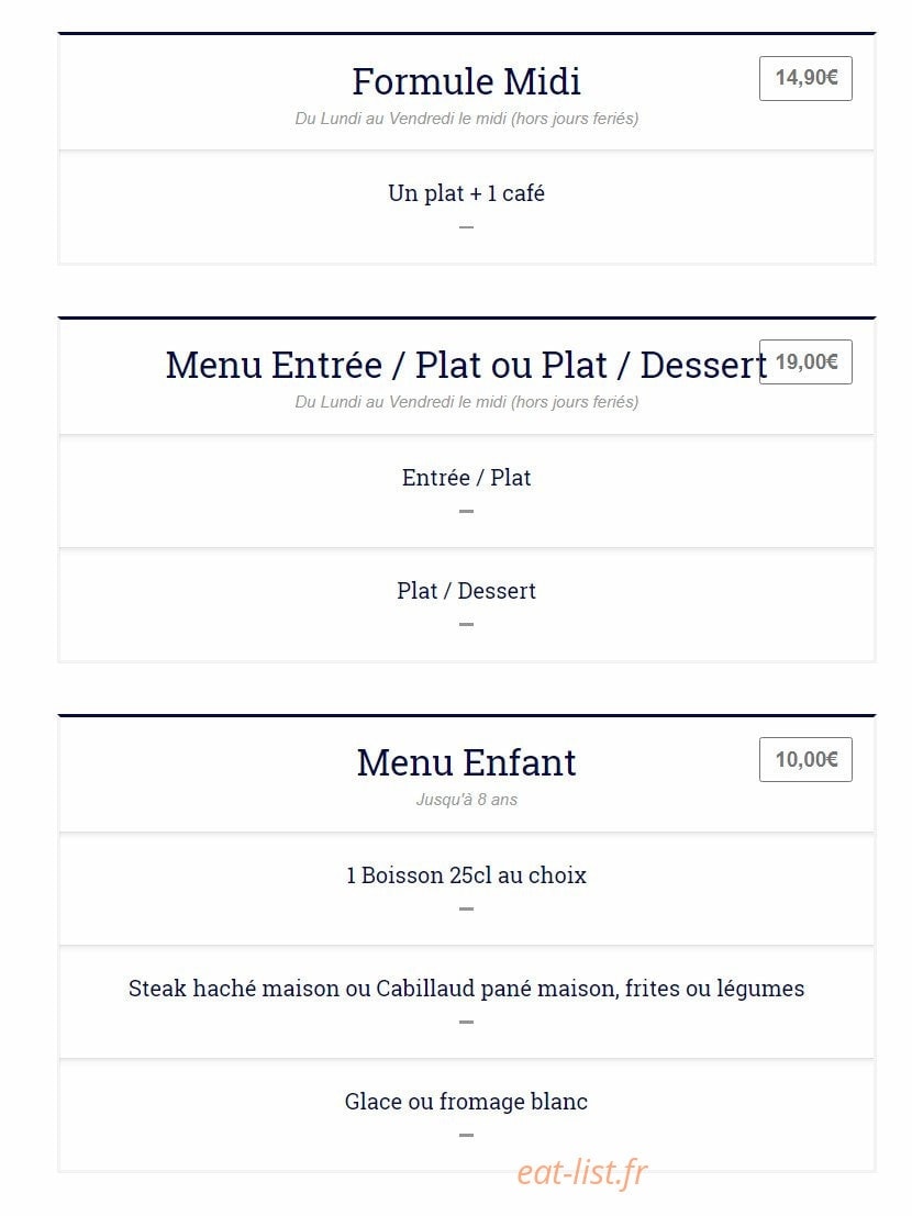 Au Coin Bistrot — carte page 5