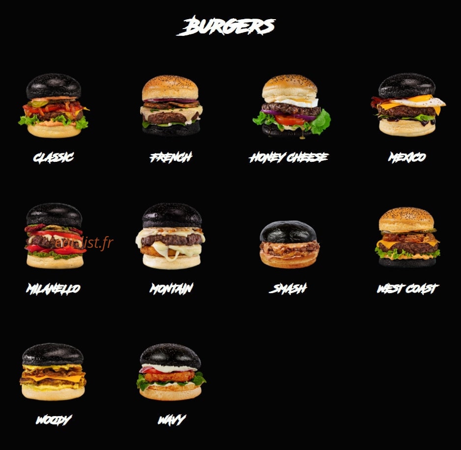 Black And White Burger — carte page 1