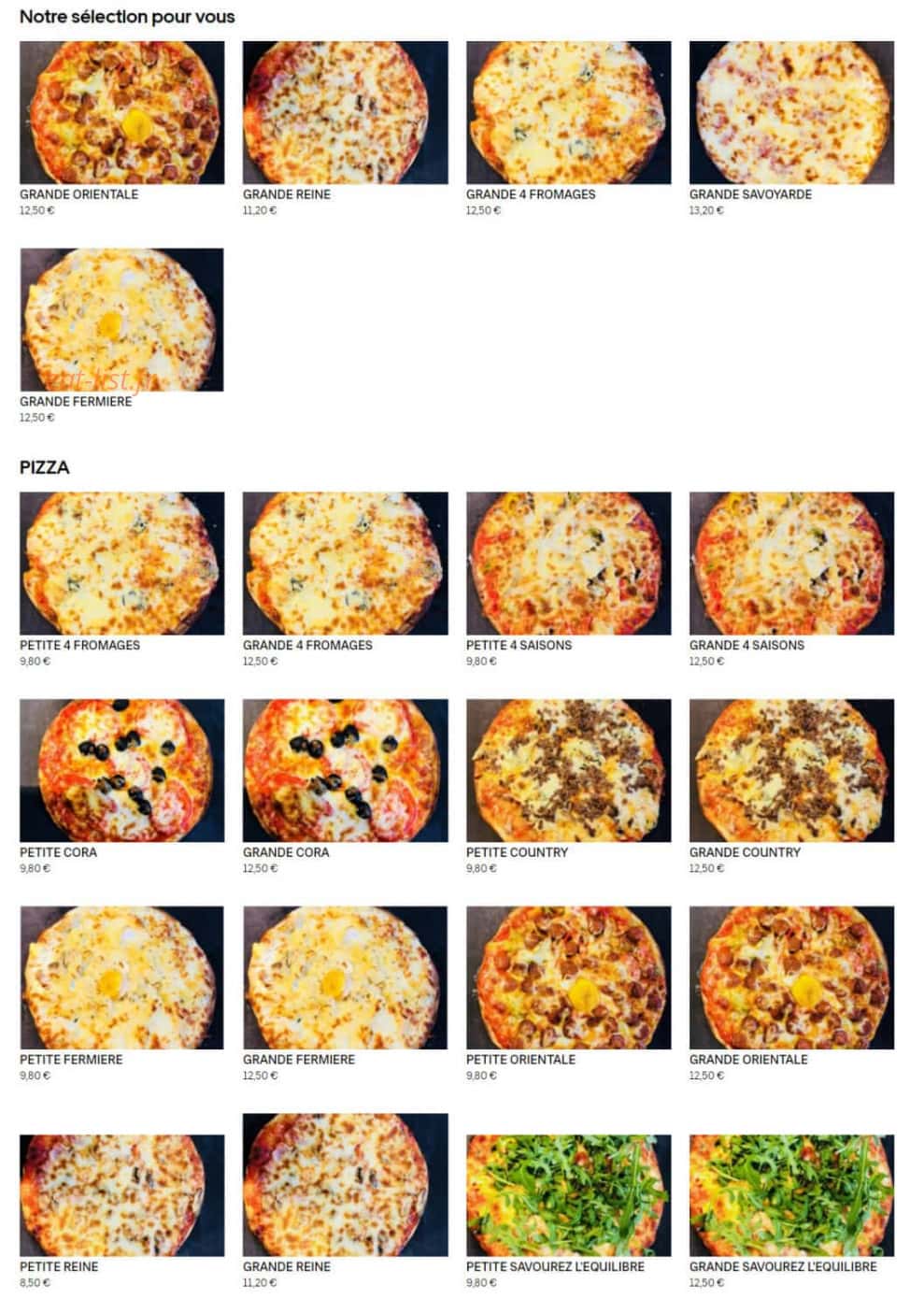 Cora Cafeteria — carte page 1