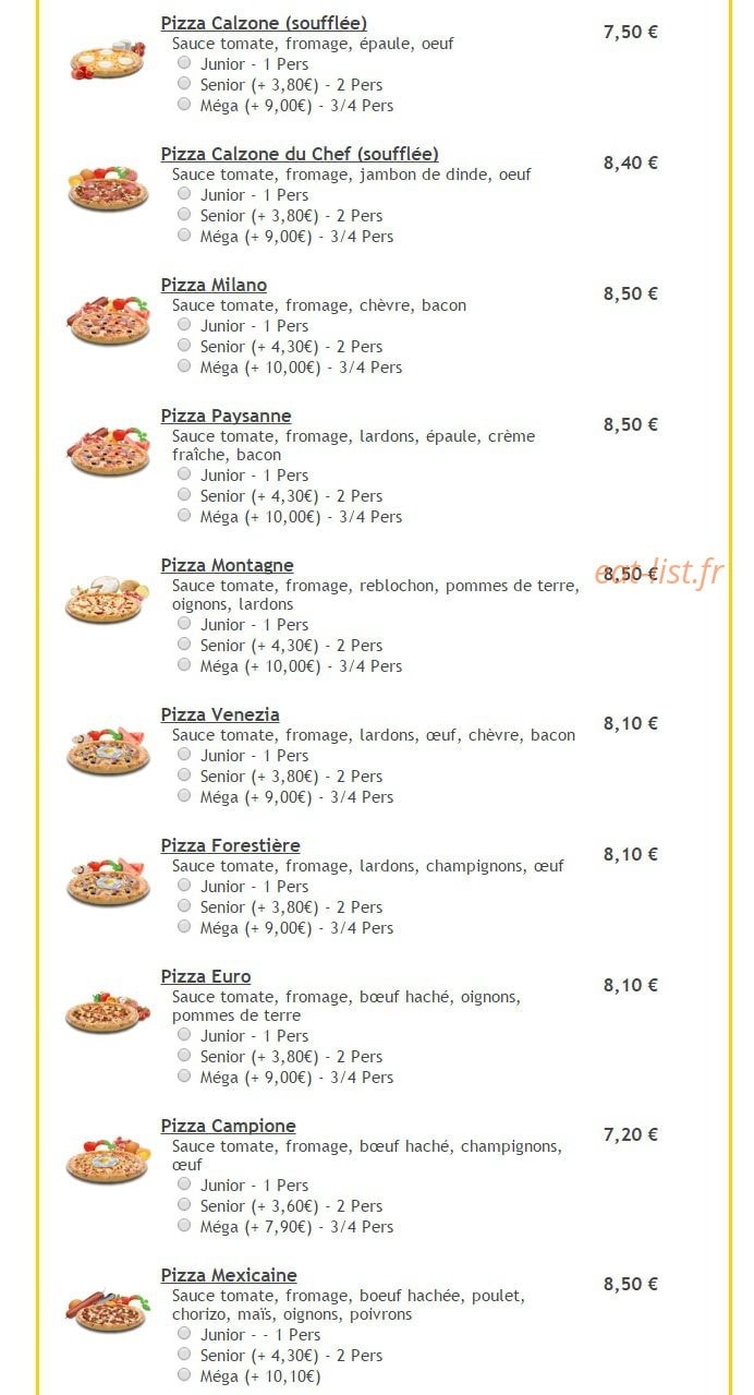 Dino Pizza — carte page 2
