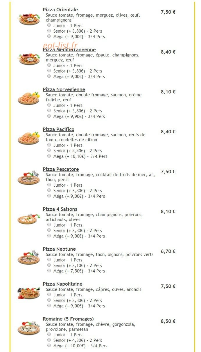 Dino Pizza — carte page 3