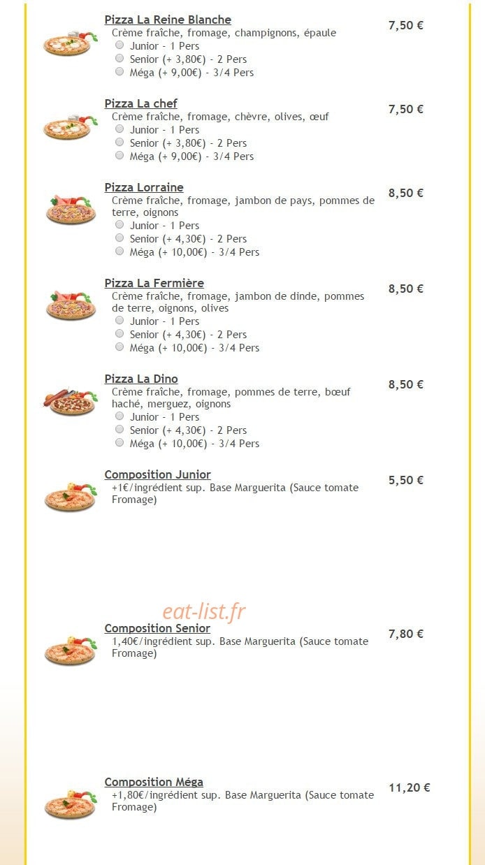 Dino Pizza — carte page 4