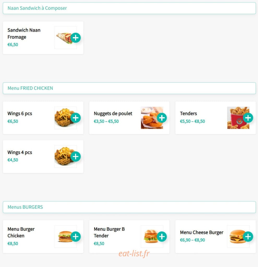 Fried Chicken — carte page 2