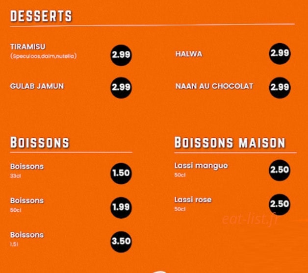 La Flamme Tandoori — carte page 4