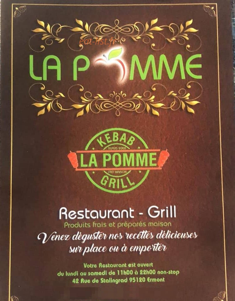 La Pomme Kebab — carte page 1