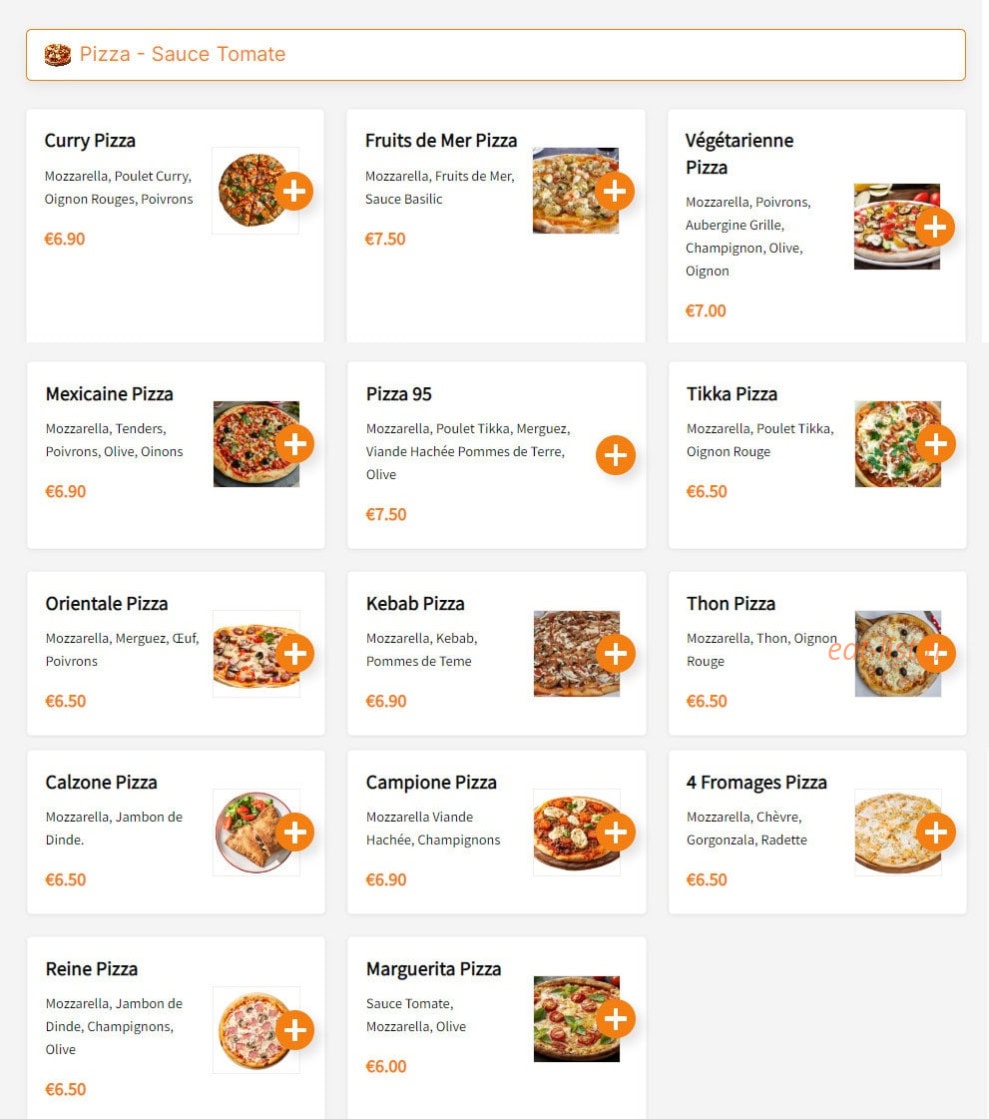 Pizza 95 — carte page 2