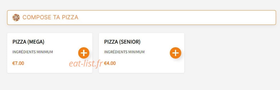 Pizza 95 — carte page 1