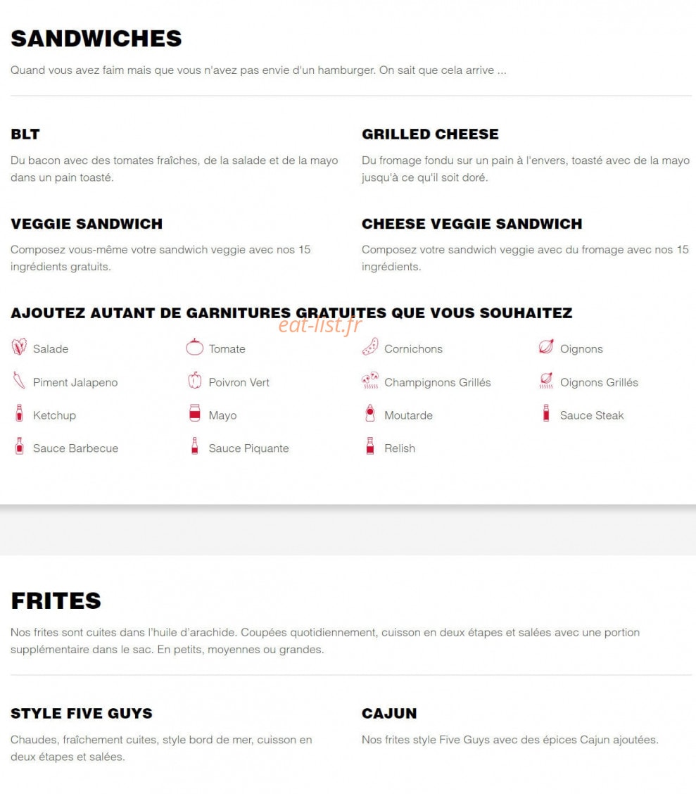 Five Guys — carte page 2