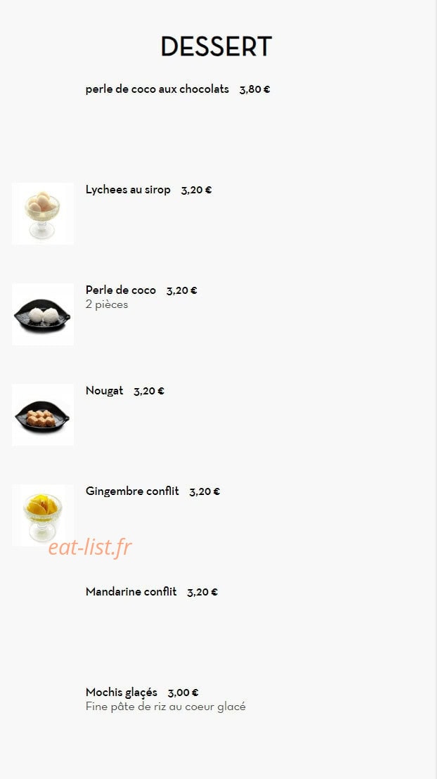 Carte et menu de Nouveau Tokyo Sakura à Franconville — Les desserts