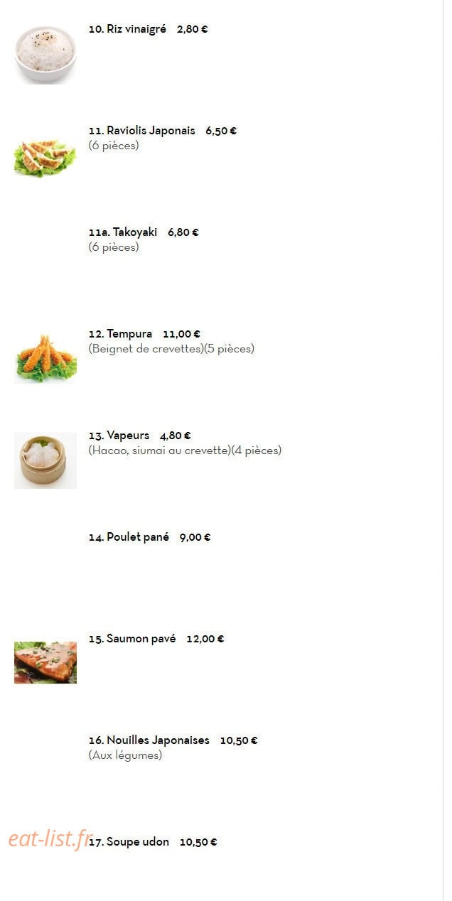 Carte et menu de Nouveau Tokyo Sakura à Franconville — Les entrées et accompagnements suite