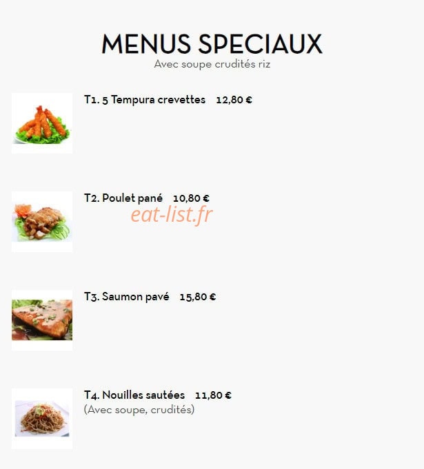 Carte et menu de Nouveau Tokyo Sakura à Franconville — Menu spéciaux