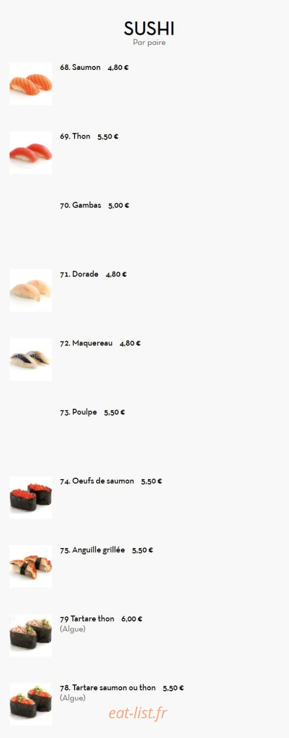 Carte et menu de Nouveau Tokyo Sakura à Franconville — Sushi